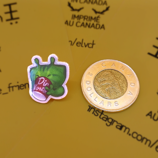 TINY Glorp Alien Kitty Pin with Coffee 1.25in | 3cm