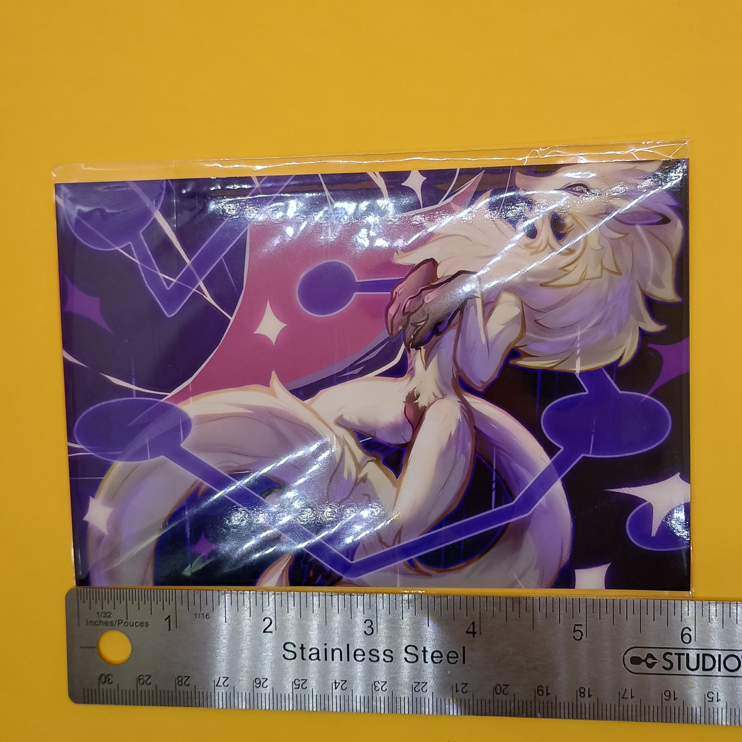 Lukaon wolf black glossy art print - small