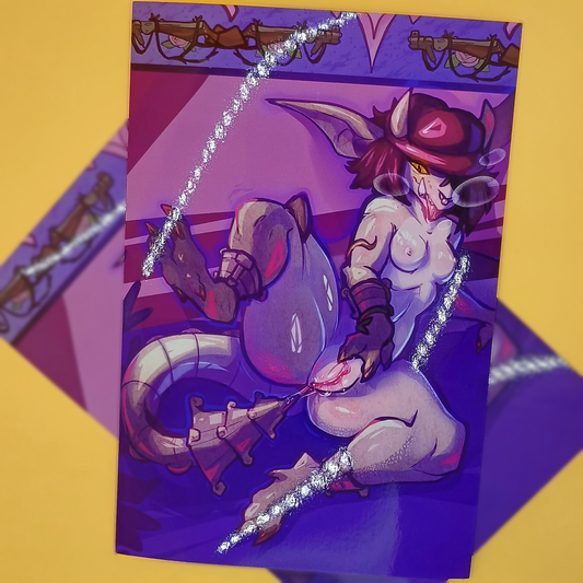 Ivy gargoyle purple glossy art print - small