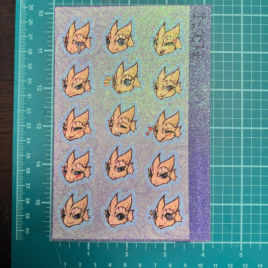 Chromatic kobold glitter sticker sheet - White || 4x6in 10x15cm