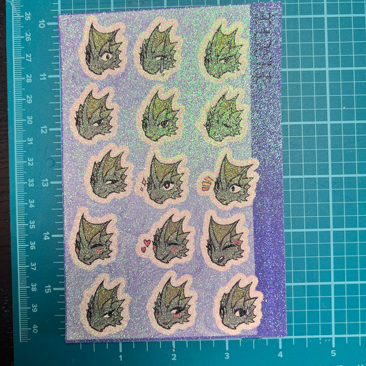 Chromatic kobold glitter sticker sheet - Green || 4x6in 10x15cm