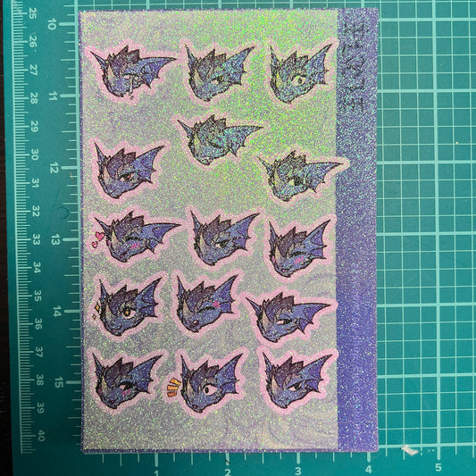 Chromatic kobold glitter sticker sheet - Blue || 4x6in 10x15cm