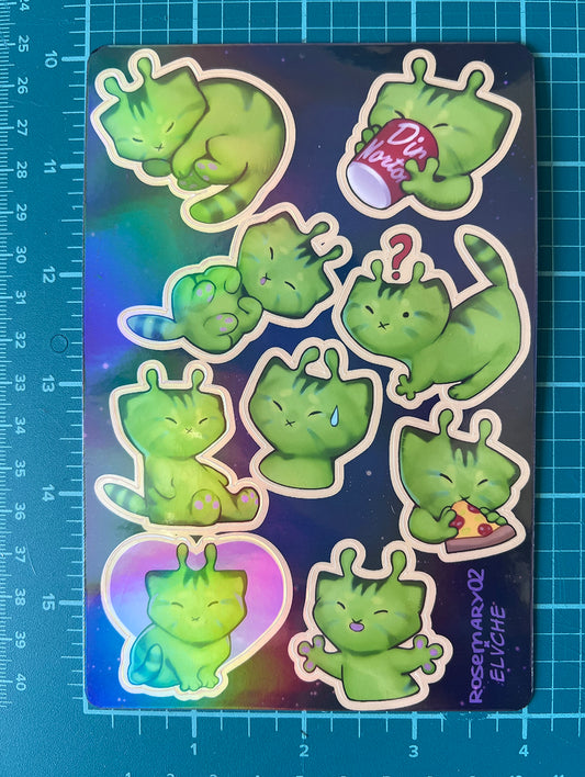 Alien glorp kitty sticker sheet || 4x6in 10x15cm