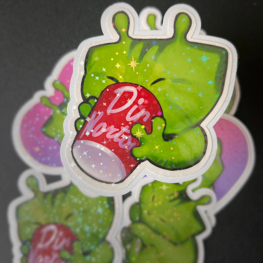 Alien kitty star holo sticker 3in || 7.5cm