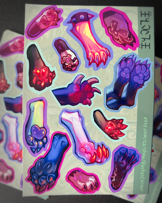 4x6 paws sticker sheet || 4x6in 10x15cm