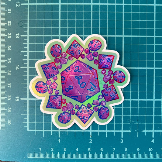 Purple dice mandala foil sticker 3in || 7.5cm