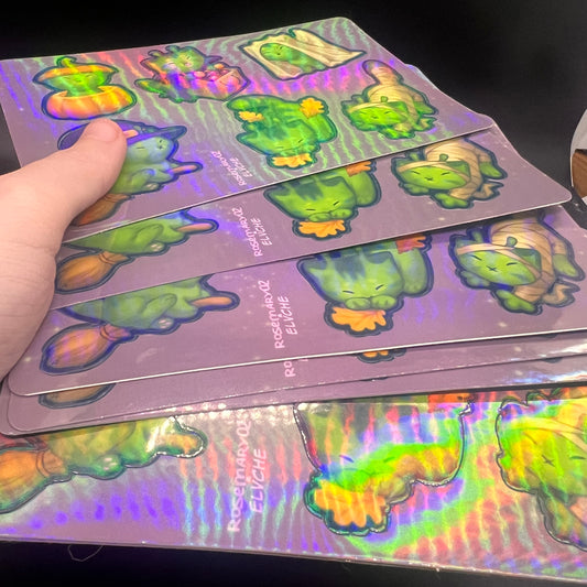 Holo Alien Kitty Autumn Sticker Sheet 4x6 in | 10x15 cm