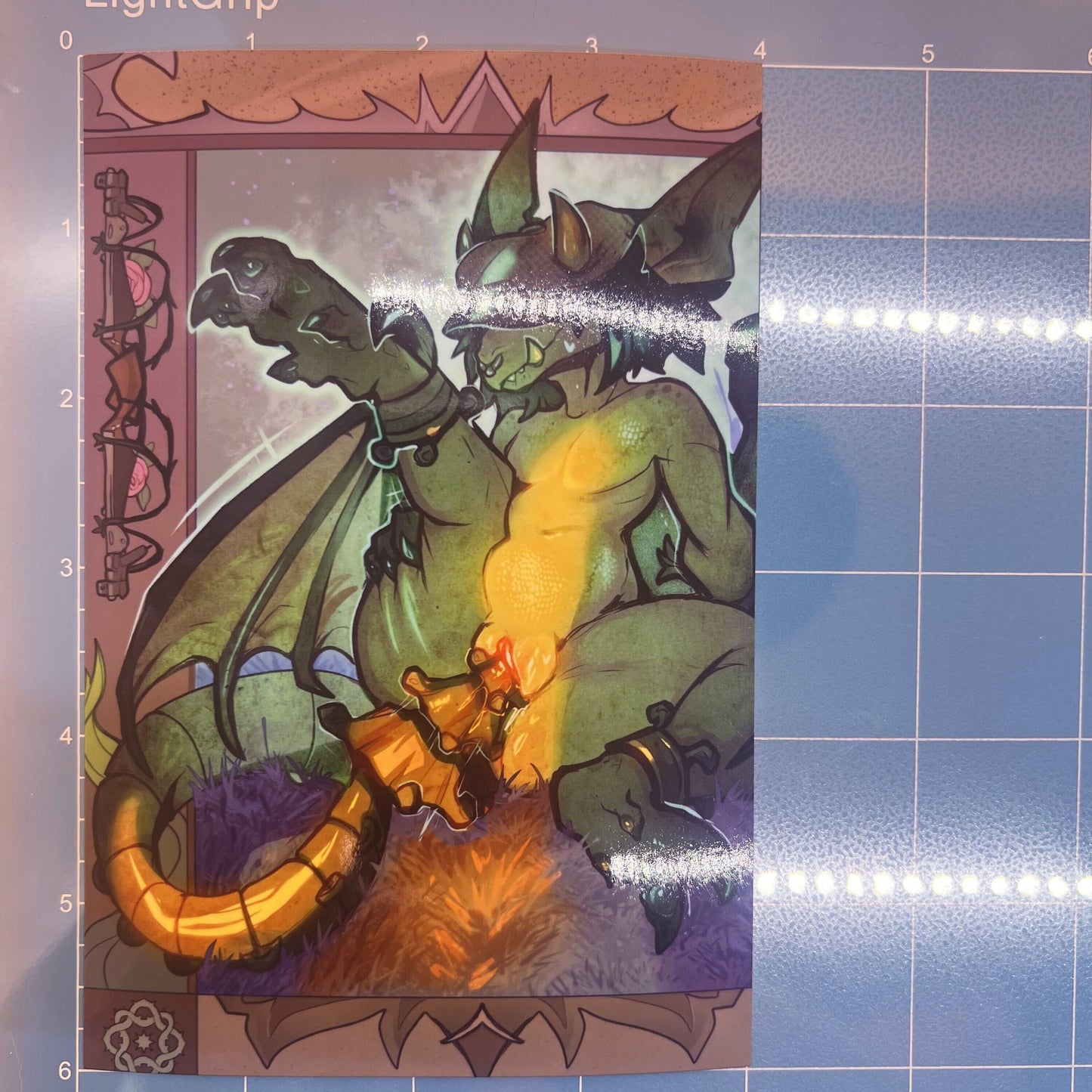 Ivy gargoyle yellow glossy art print - small