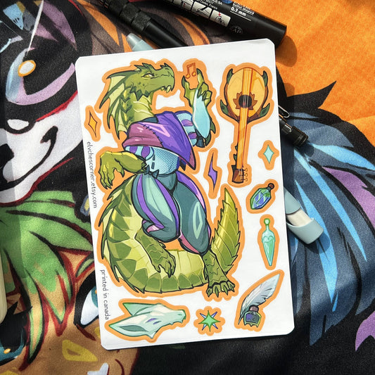Bard Green Kobold Sticker Sheet: Matte 4x6 in | 10x15 cm Water Resistant