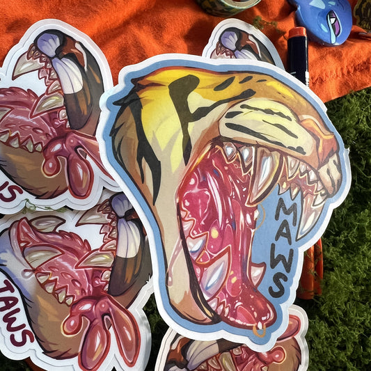 Maws Jaws Vore Tiger Vinyl Sticker: Water Resistant 4inch | 10cm