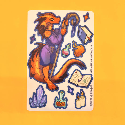 Mage Wizard Red Kobold Sticker Sheet: Matte 4x6 in | 10x15 cm Water Resistant