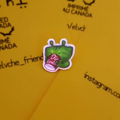 TINY Glorp Alien Kitty Pin with Coffee  1.25in | 3cm