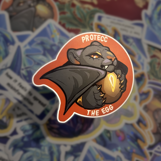 Wasitora Protecc The Egg Matte Sticker 3in / 7cm