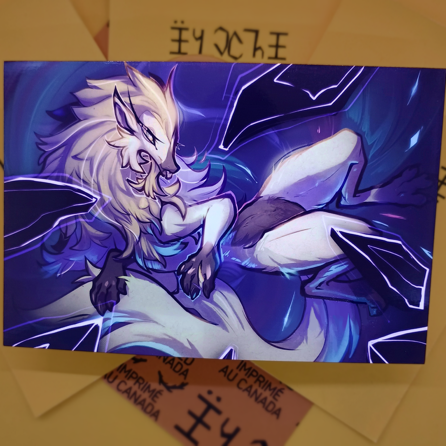 Lukaon wolf blue glossy art print  - small