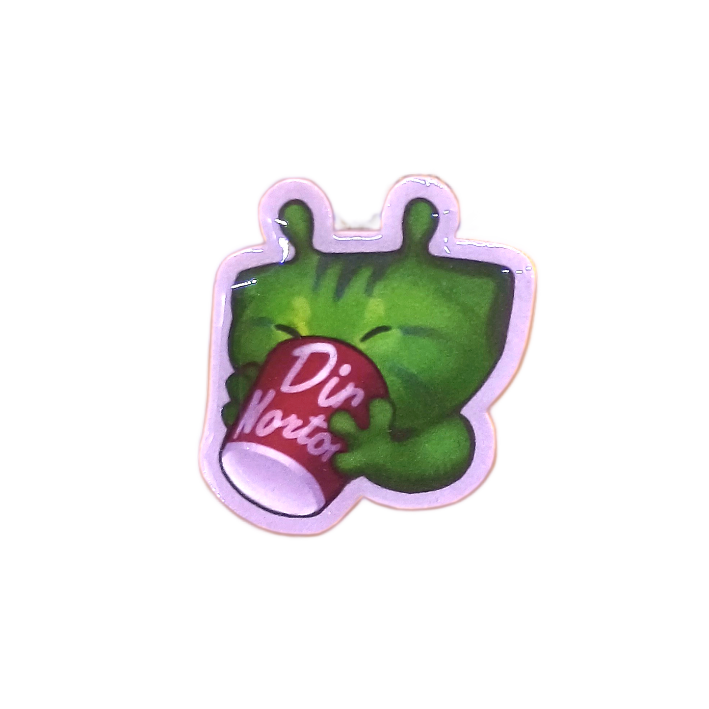 Glorp Alien Kitty Pin with Coffee  2in | 5cm