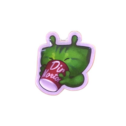 Glorp Alien Kitty Pin with Coffee  2in | 5cm