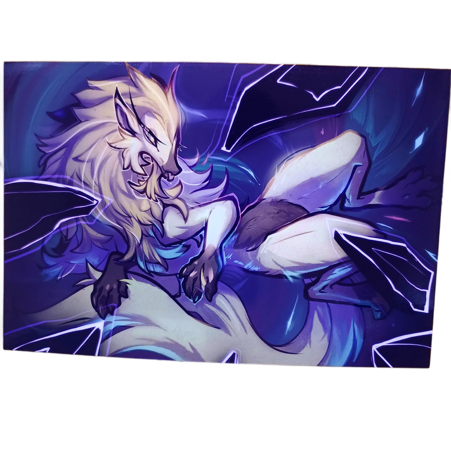 Lukaon wolf blue glossy art print  - small