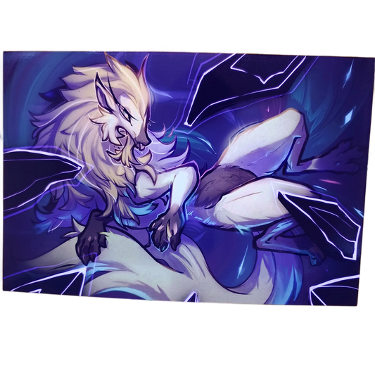 Lukaon wolf blue glossy art print  - small