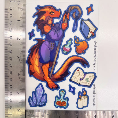 Mage Wizard Red Kobold Sticker Sheet: Matte 4x6 in | 10x15 cm Water Resistant