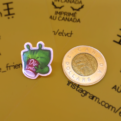 TINY Glorp Alien Kitty Pin with Coffee  1.25in | 3cm