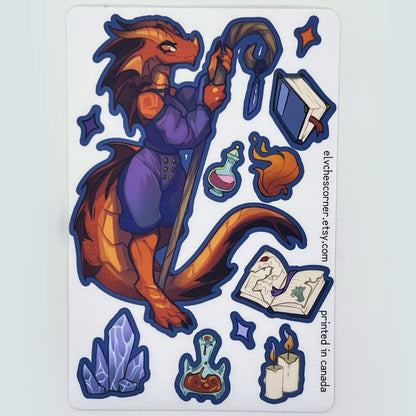 Mage Wizard Red Kobold Sticker Sheet: Matte 4x6 in | 10x15 cm Water Resistant