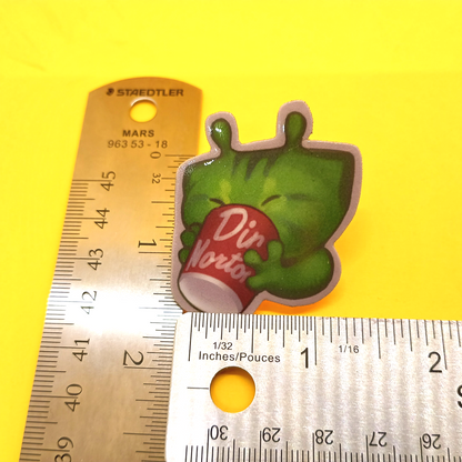Glorp Alien Kitty Pin with Coffee  2in | 5cm