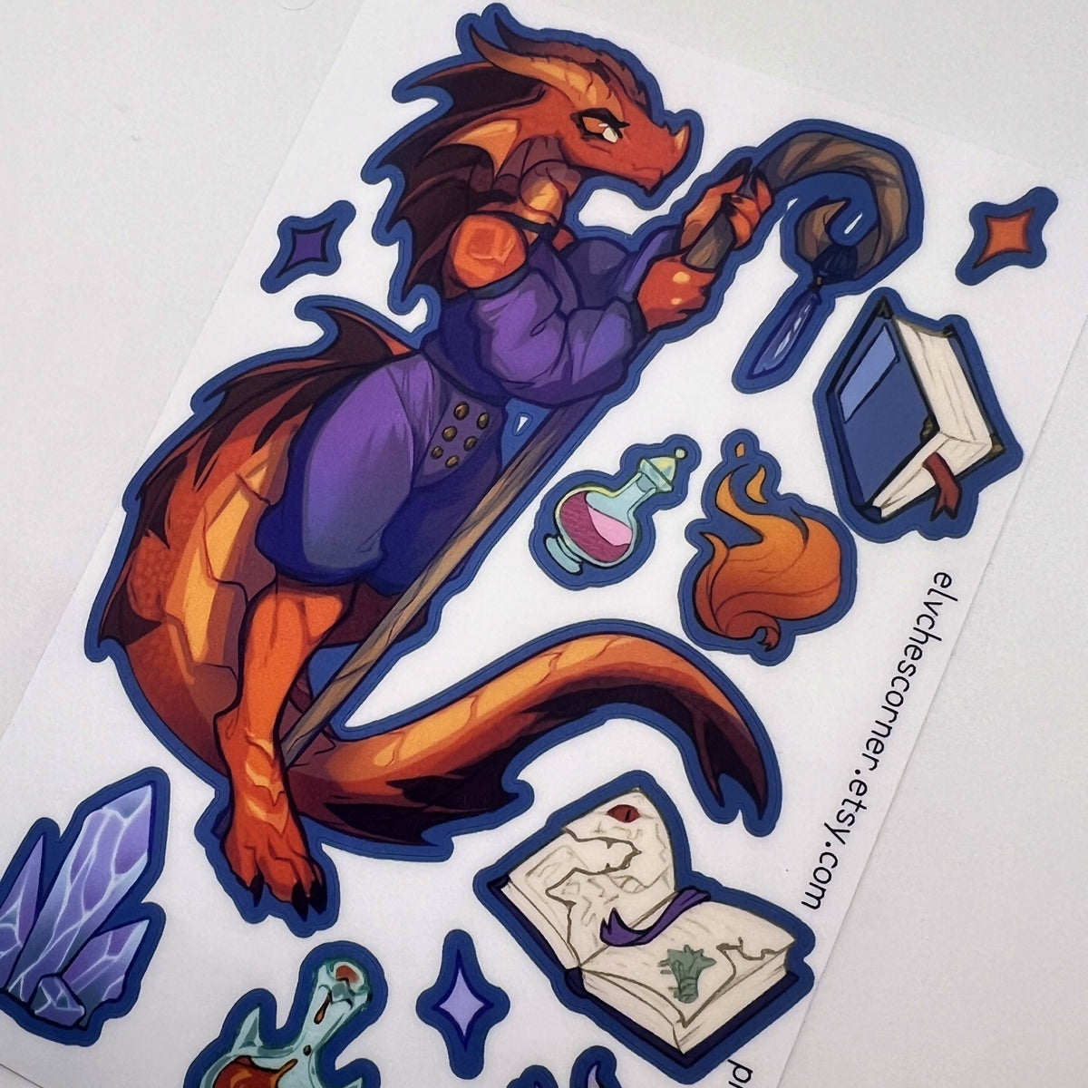 Mage Wizard Red Kobold Sticker Sheet: Matte 4x6 in | 10x15 cm Water Resistant