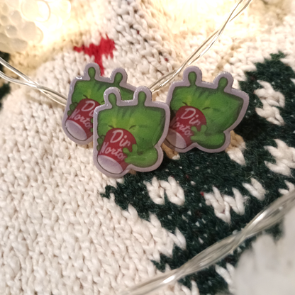 TINY Glorp Alien Kitty Pin with Coffee  1.25in | 3cm