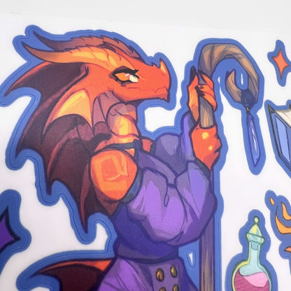 Mage Wizard Red Kobold Sticker Sheet: Matte 4x6 in | 10x15 cm Water Resistant