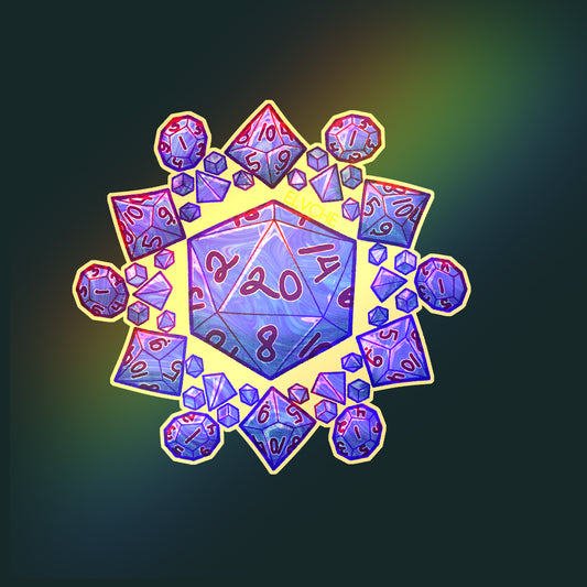 Blue dice mandala foil sticker 3in || 7.5cm
