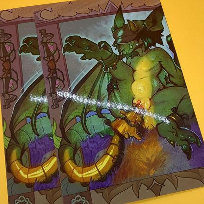 Ivy gargoyle yellow glossy art print  - small