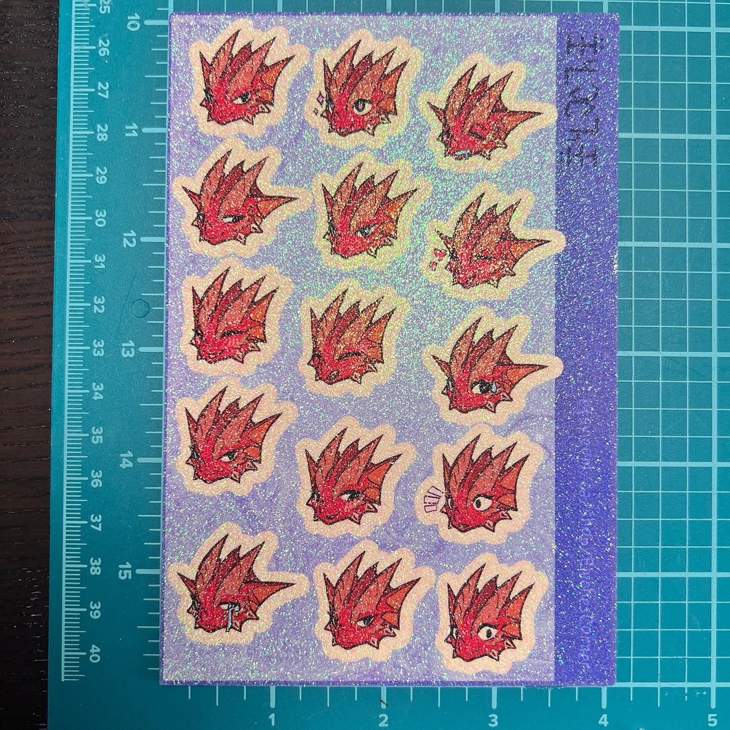 Chromatic kobold glitter sticker sheet - Red || 4x6in 10x15cm
