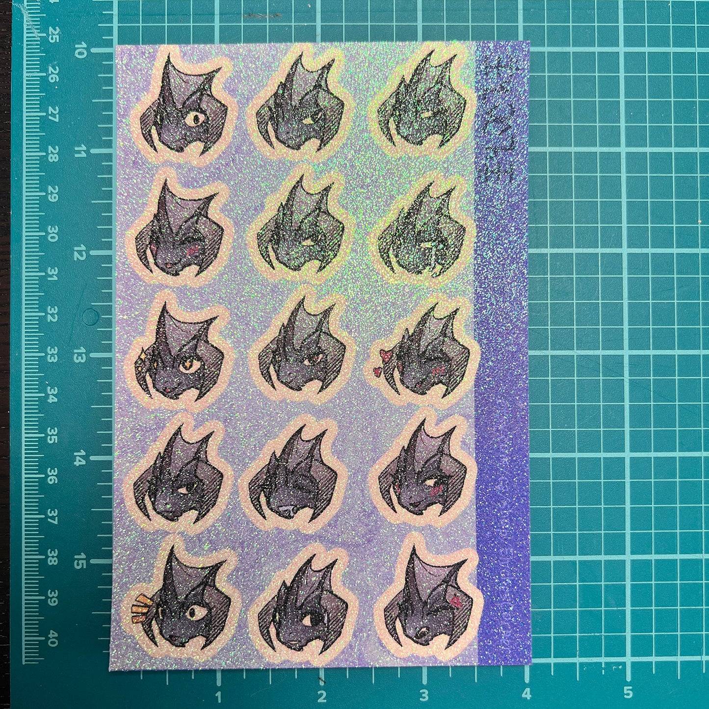 Chromatic kobold glitter sticker sheet - Black || 4x6in 10x15cm
