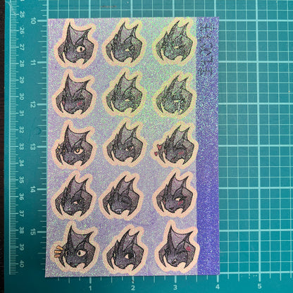 Chromatic kobold glitter sticker sheet - Black || 4x6in 10x15cm
