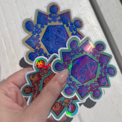 Purple dice mandala foil sticker 3in || 7.5cm