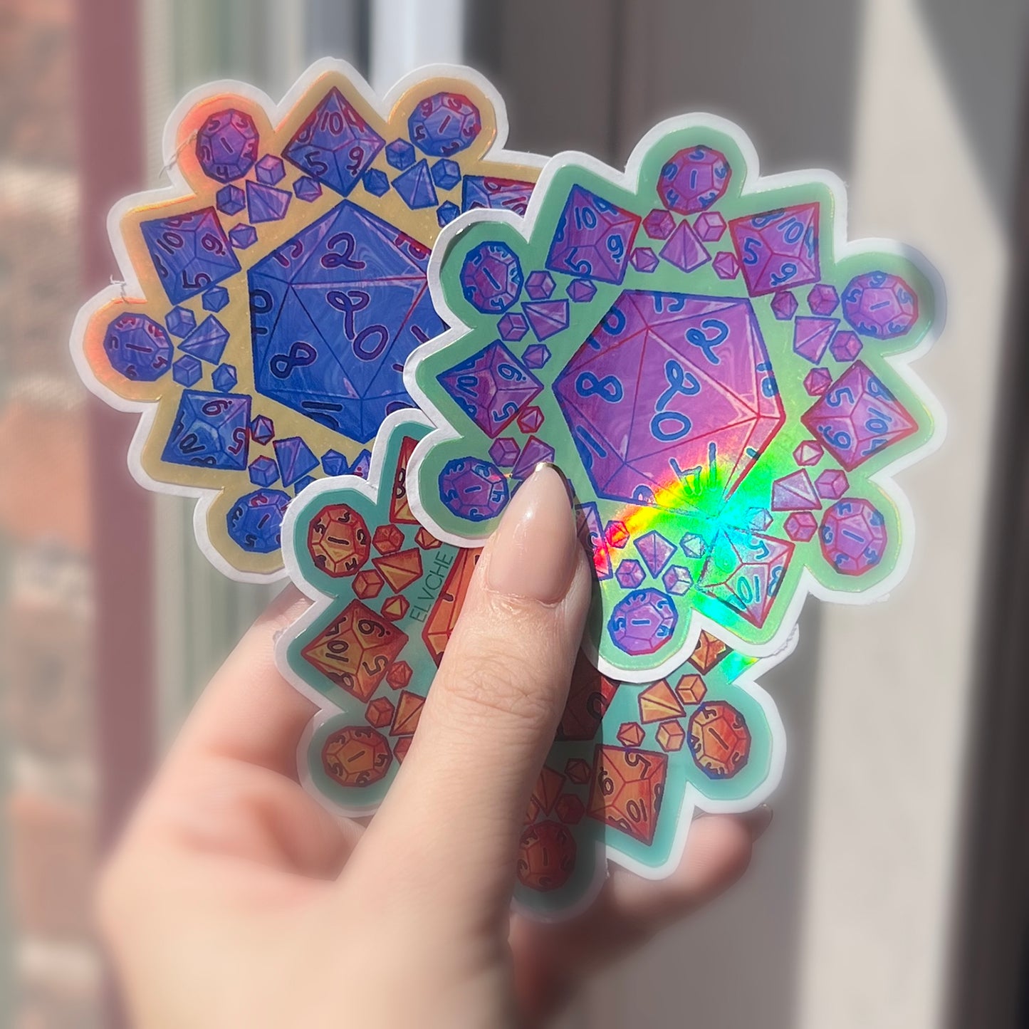 Blue dice mandala foil sticker 3in || 7.5cm