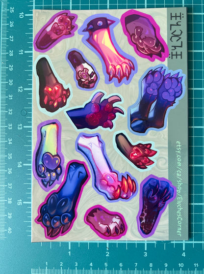 4x6 paws sticker sheet || 4x6in 10x15cm