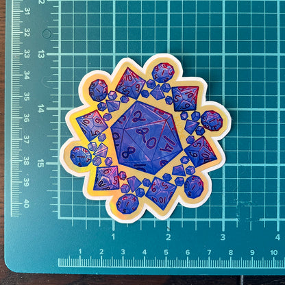 Blue dice mandala foil sticker 3in || 7.5cm