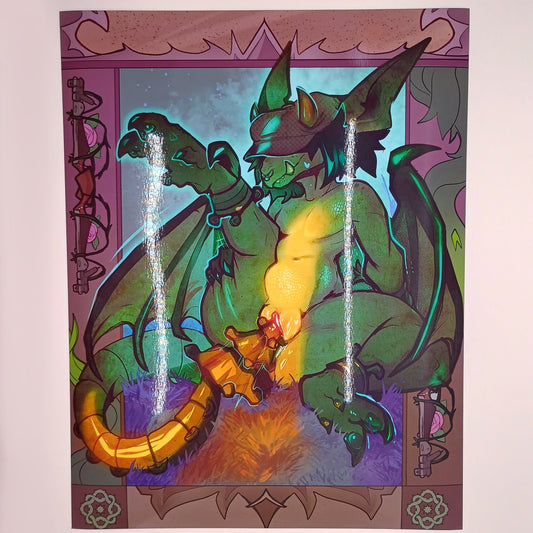 Ivy gargoyle yellow glossy art print - big