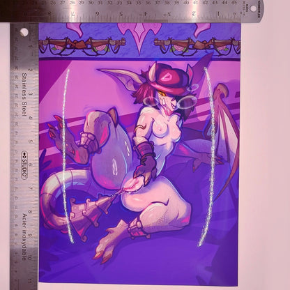 Ivy gargoyle purple glossy art print - big