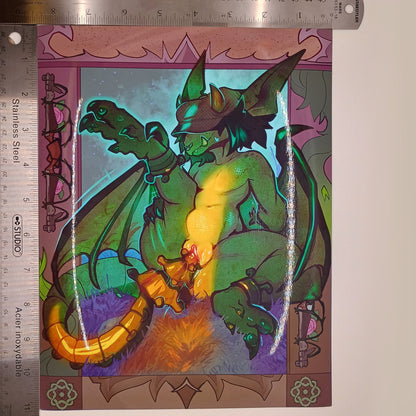 Ivy gargoyle yellow glossy art print - big