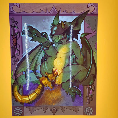 Ivy gargoyle yellow glossy art print - big
