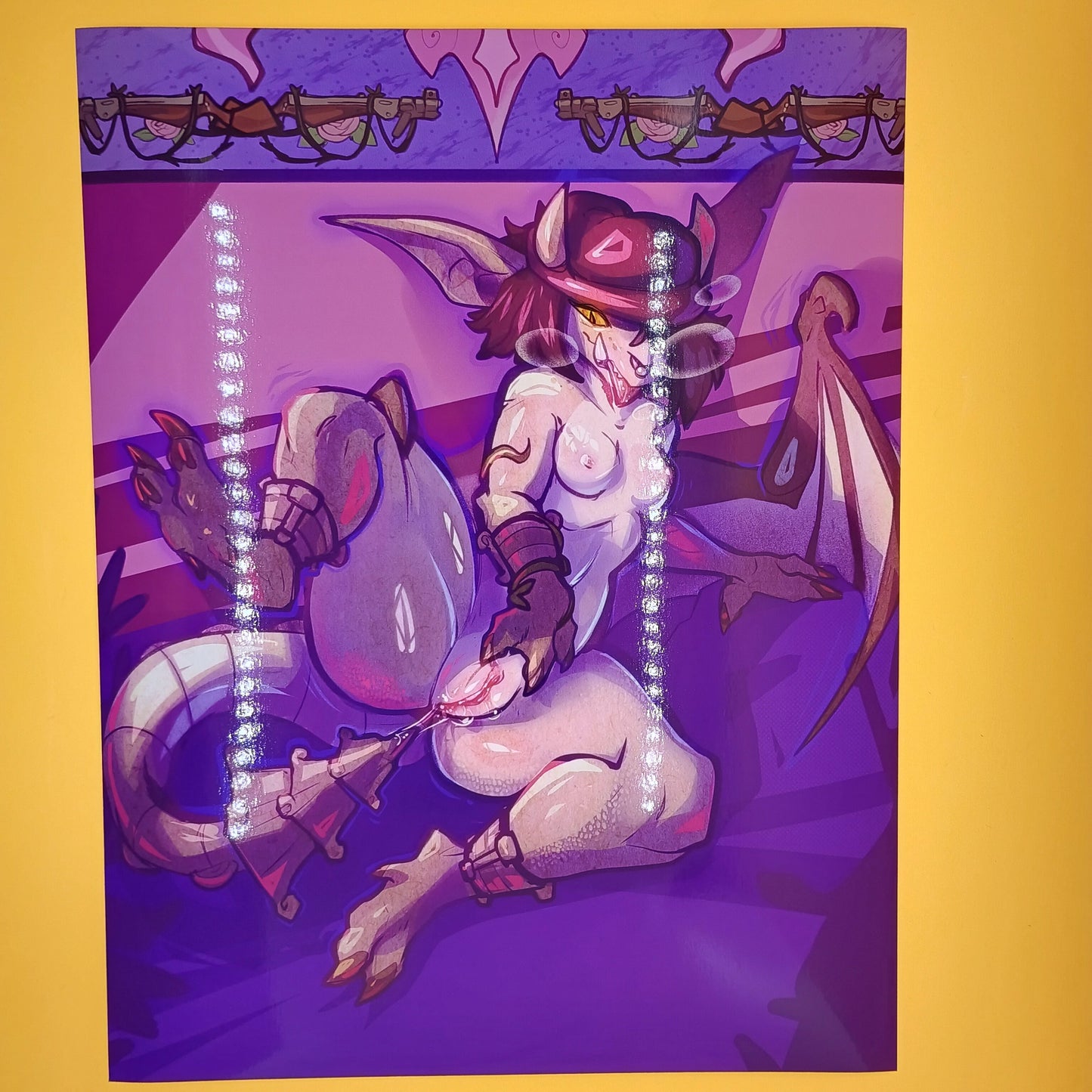 Ivy gargoyle purple glossy art print - big