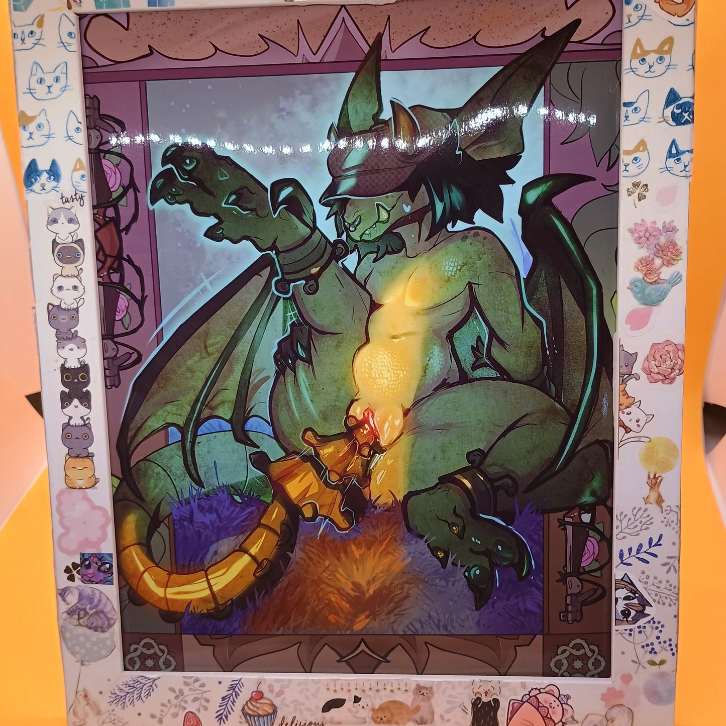 Ivy gargoyle yellow glossy art print - big