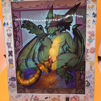Ivy gargoyle yellow glossy art print - big