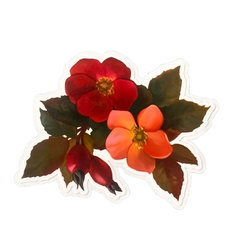 Wild rose flower glossy sticker 3in|7cm