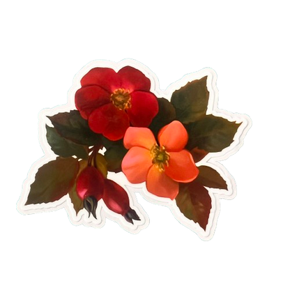 Wild rose flower glossy sticker 3in|7cm