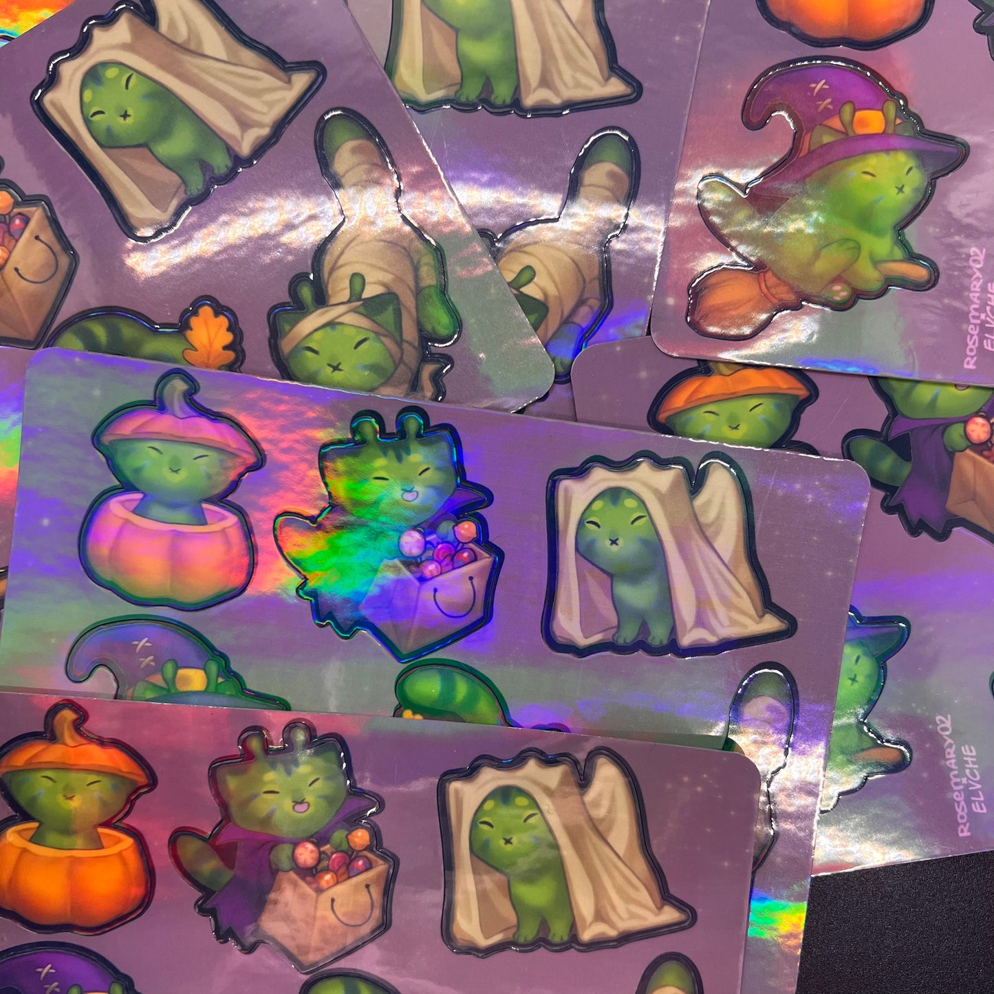 Holo Alien Kitty Autumn Sticker Sheet 4x6 in | 10x15 cm