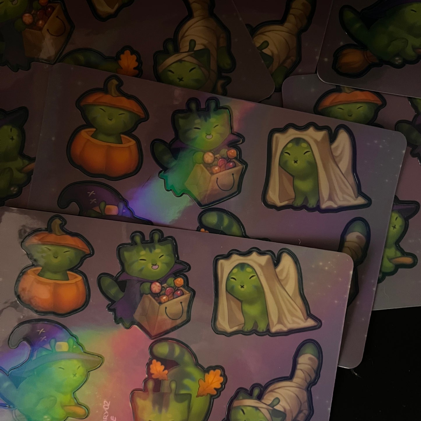 Holo Alien Kitty Autumn Sticker Sheet 4x6 in | 10x15 cm