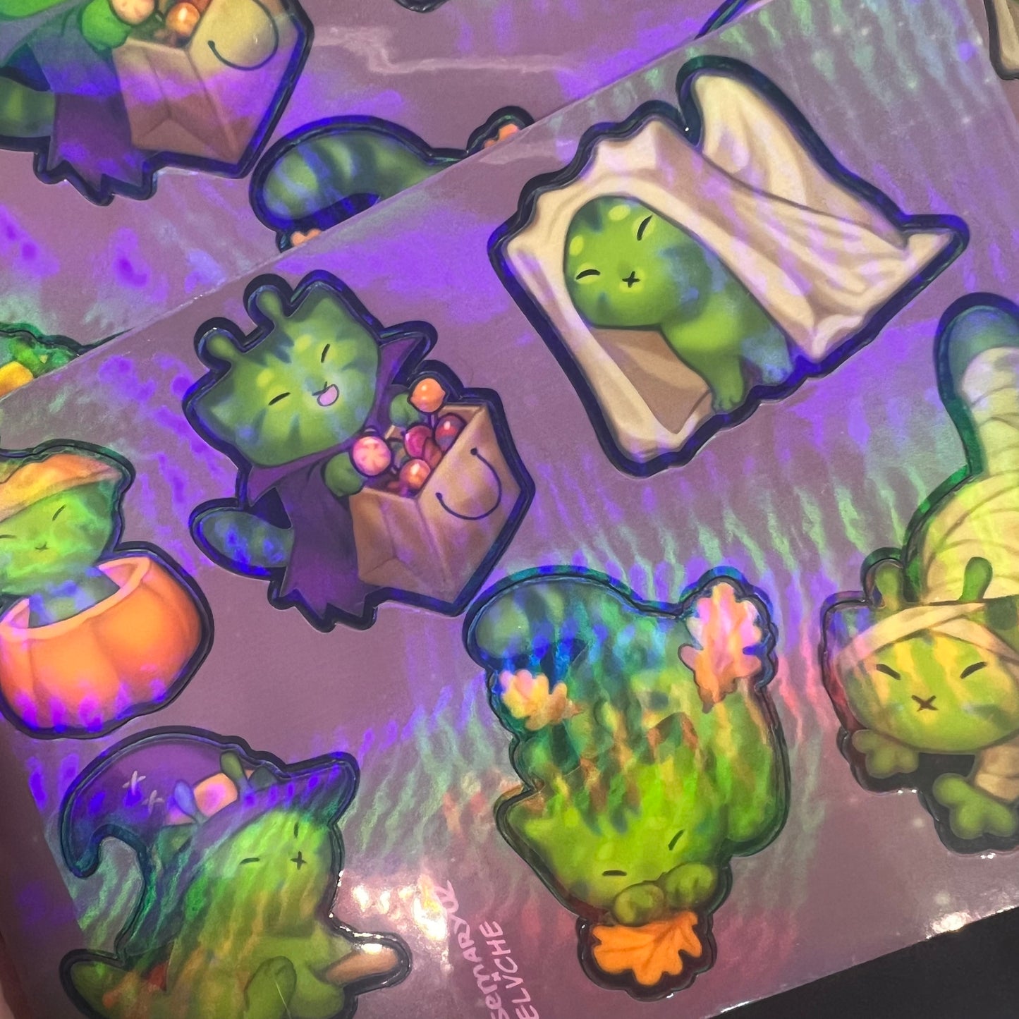 Holo Alien Kitty Autumn Sticker Sheet 4x6 in | 10x15 cm
